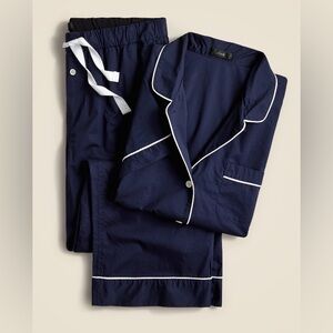 J. Crew Navy Blue End-On-End Cotton PJ Pant Set